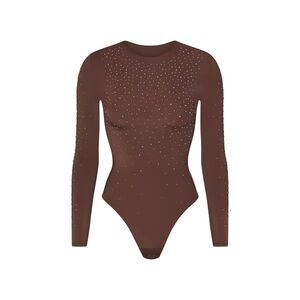 SKIMS x Swarovski Jelly Sheer Intimates Long Sleeve Crew Neck Body Suit